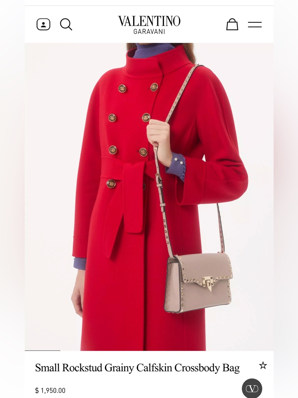 Valentino Garavani Blush Rockstud Leather Shoulder Bag with Gold Hardware